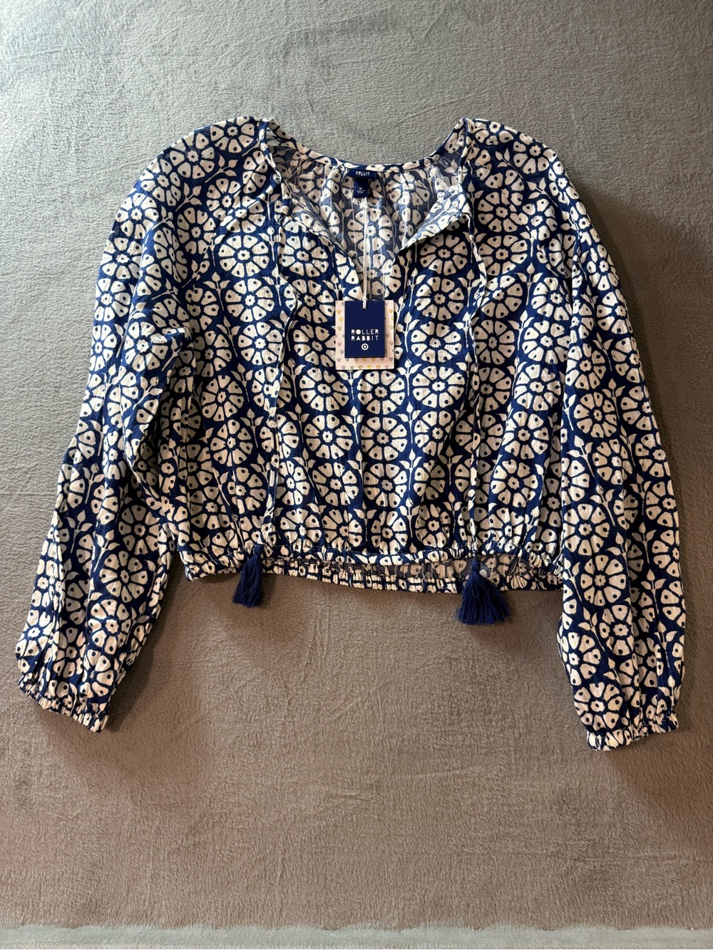 Roller Rabbit - Navy Daisy Floral Long-Sleeve Tunic Top